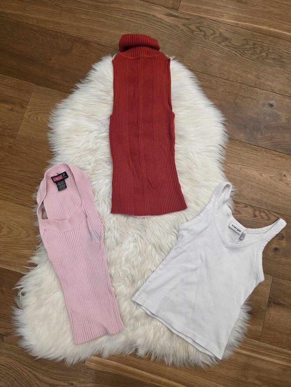 Vintage 3-Pack Ribbed Tank Tops - Red, Pink & White